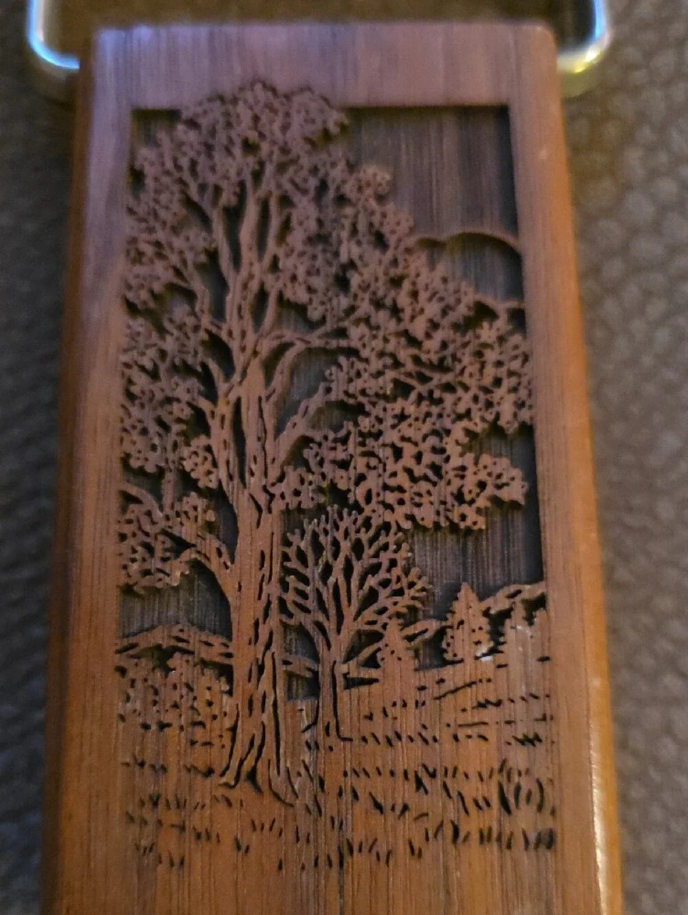 Lasercraft Cork Puller Solid Walnut Engraved with Tree Design: Mid- Century